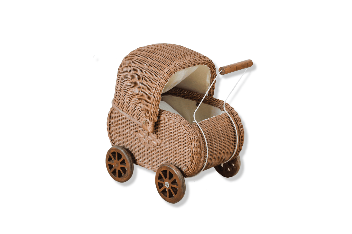 Vintage Charm Rattan Doll Pram