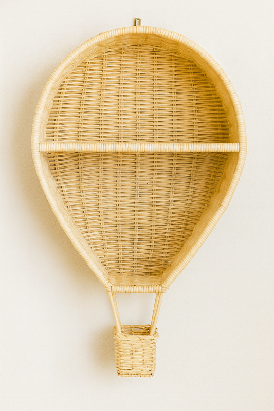 Rattan Hot Air Balloon Wall Shelf – Boho Nursery & Kids Room Decor