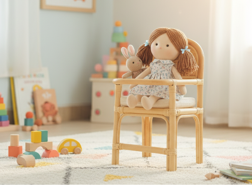 Little Feast Rattan Doll High Chair