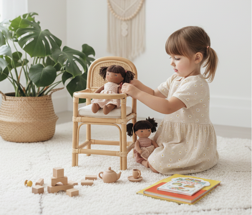 Little Feast Rattan Doll High Chair
