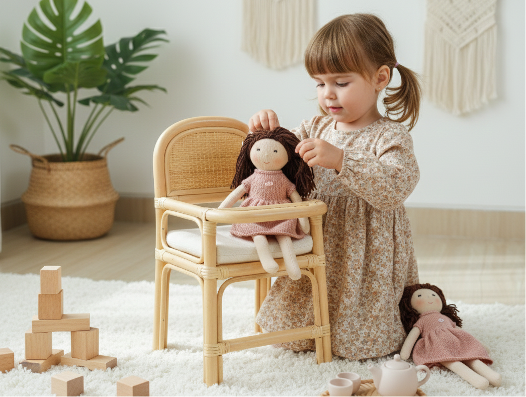 Little Feast Rattan Doll High Chair