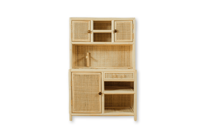 open ended play with a wooden kids toy kitchen. Vintage style toy and toy storage organization. 