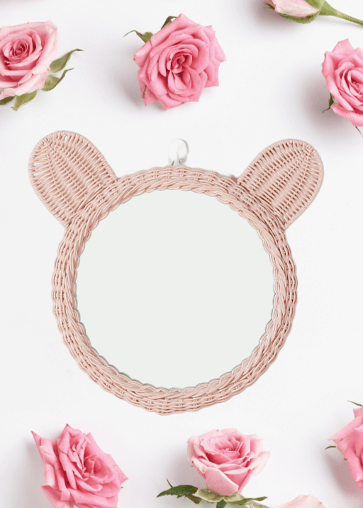 pink, flowers, rattan, wall decor, kids room