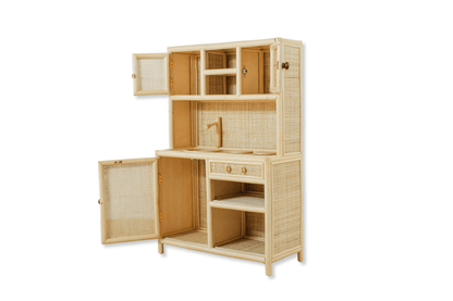 Kids cooking utensils encouraging independent play. Mud Kitchen.