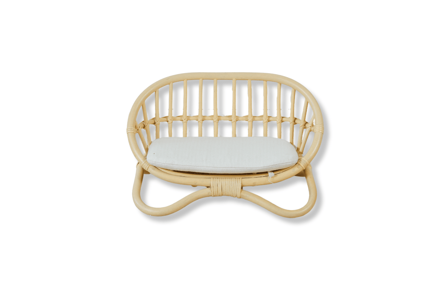 A clear, direct photo of the miniature rattan couch. While visually beautiful, the textures and tiny scale provide rich, structured visual input, aligning well with the aesthetic and quality principles of educational toys and sensory toys for display.