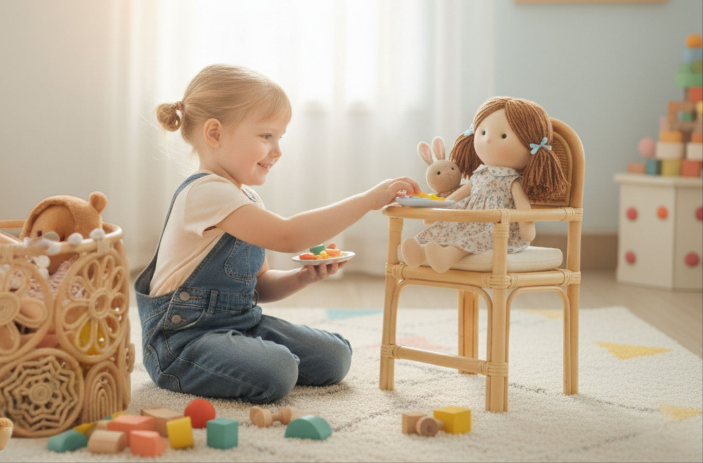 Little Feast Rattan Doll High Chair