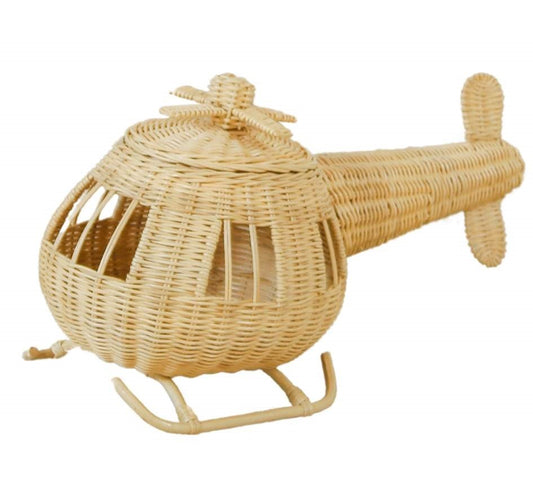 Kids bday ideas play toys Handmade rattan helicopter toy with intricate woven details, designed for imaginative play and nursery decor. 2nd b'day. 3rd b'day present. 