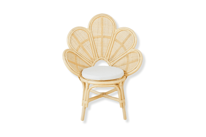 Handmade rattan flower chair for kids room or nursery, boho style chair for girls bedroom, elegant design, cozy and child friendly safe seating, kids room decor